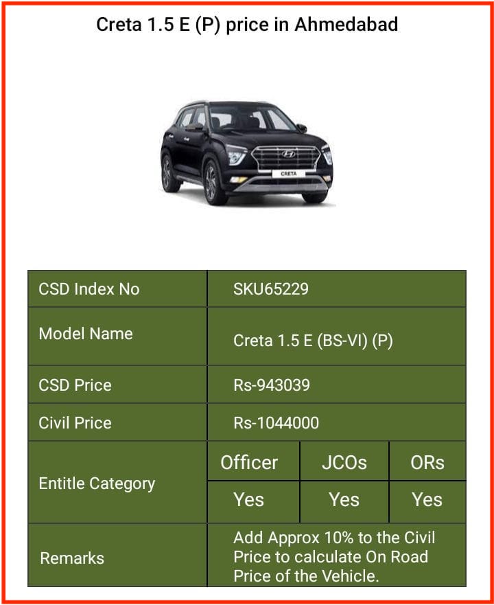 CSD Car price