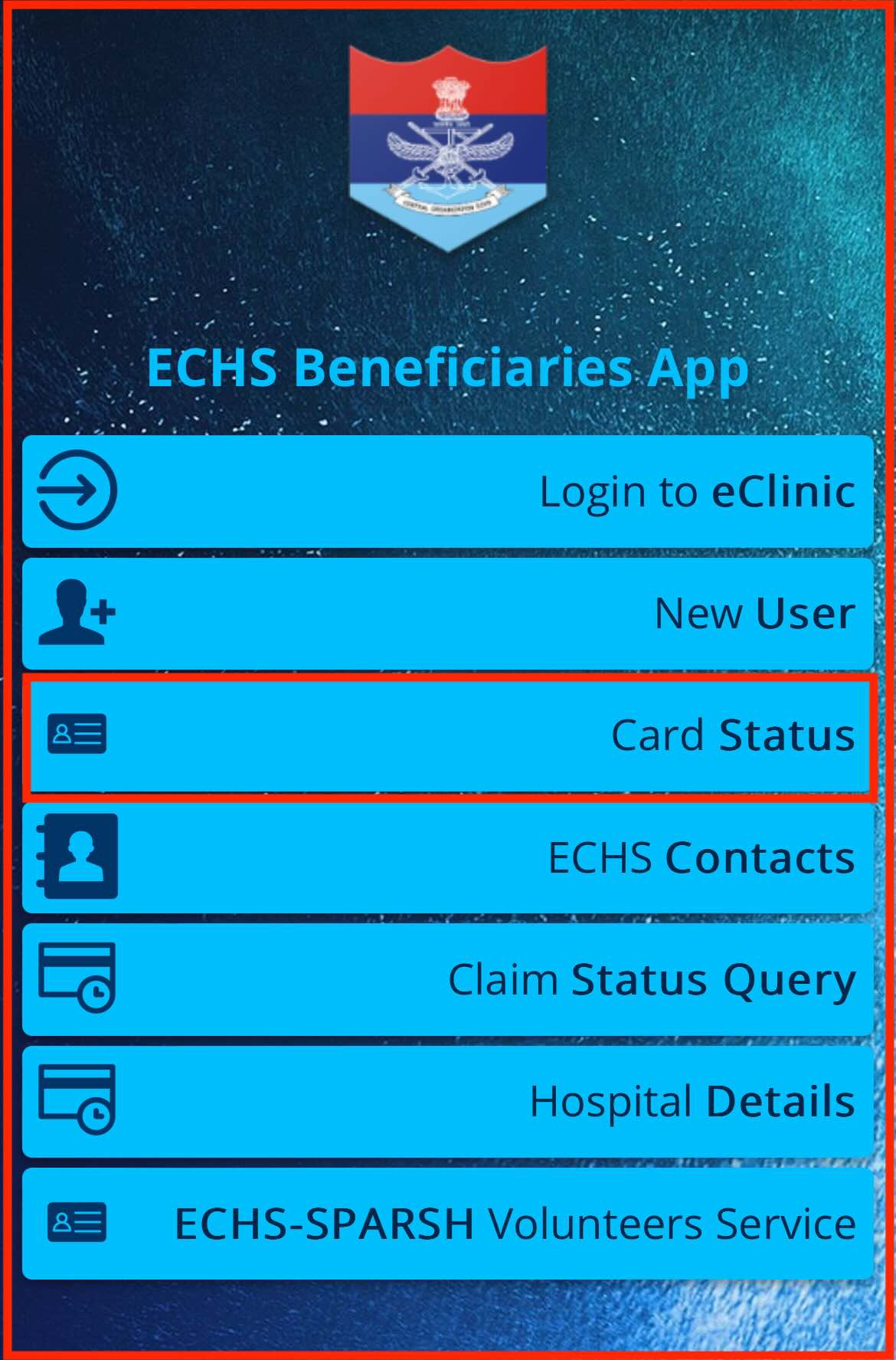 ECHS 64KB Card Status online